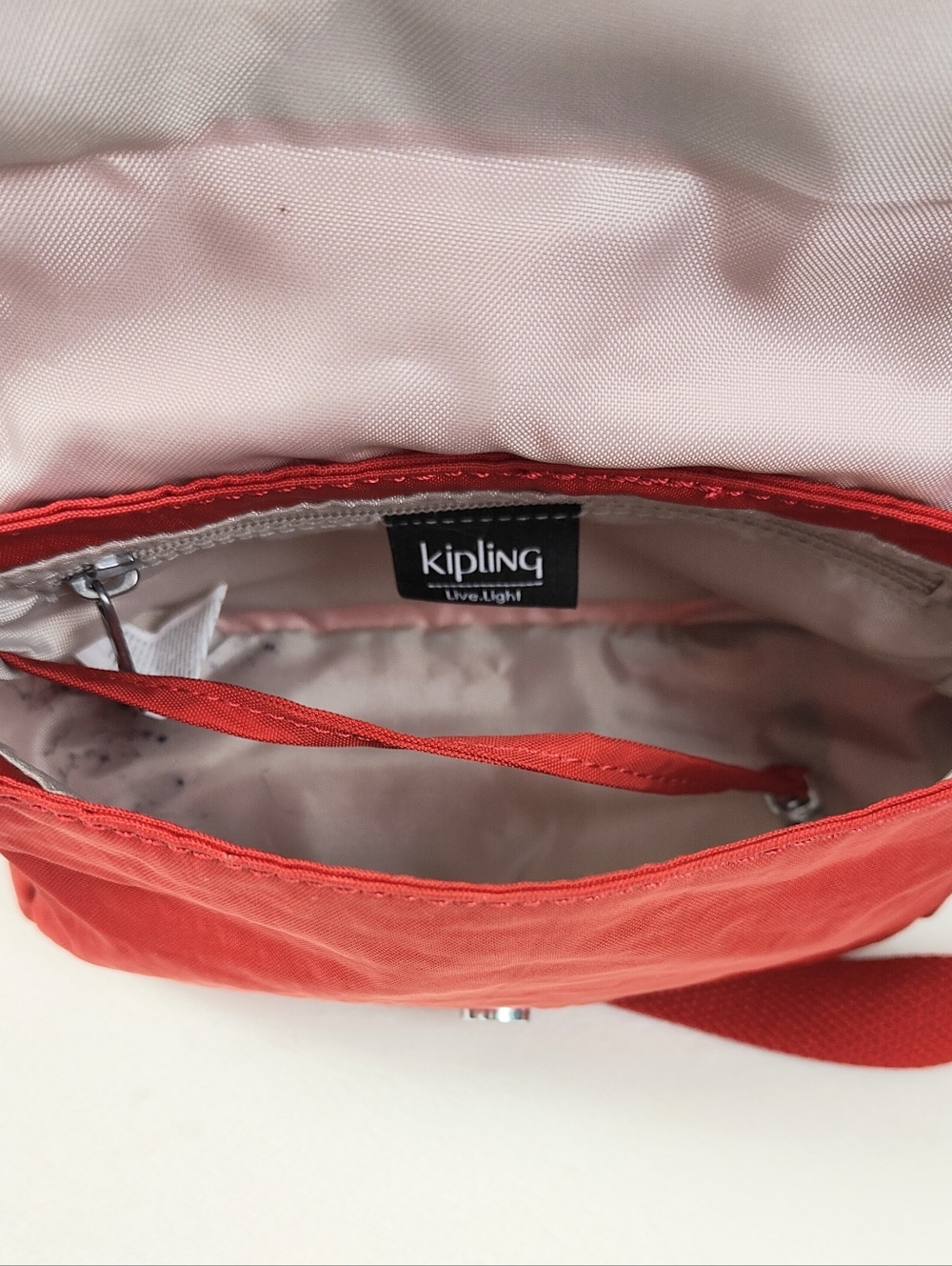 Kipling Sabian Crossbody Mini Bag Red Rouge Nylon Easy Clean Lightweight Errands - Picture 6 of 8